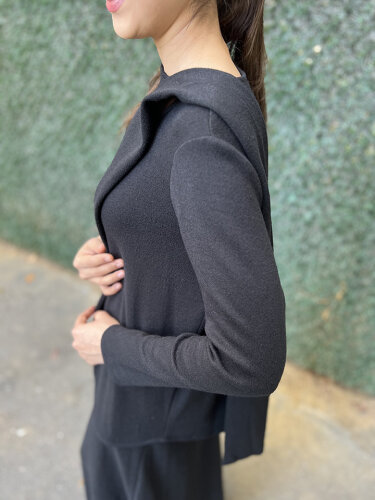 Noi Triko Angora Yuvarlak Yakadan Fularlı Bluz SİYAH - 4