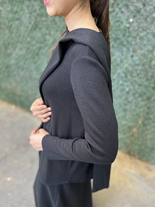 Noi Triko Angora Yuvarlak Yakadan Fularlı Bluz SİYAH - 4