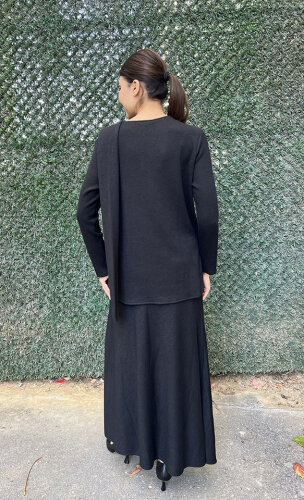 Noi Triko Angora Yuvarlak Yakadan Fularlı Bluz SİYAH - 5