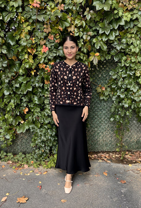 Noi Triko Çift Renkli Leopar Kısa Hırka KAHVERENGİ - 1