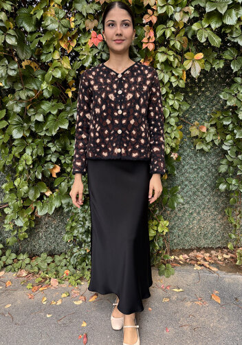 Noi Triko Çift Renkli Leopar Kısa Hırka KAHVERENGİ - 3