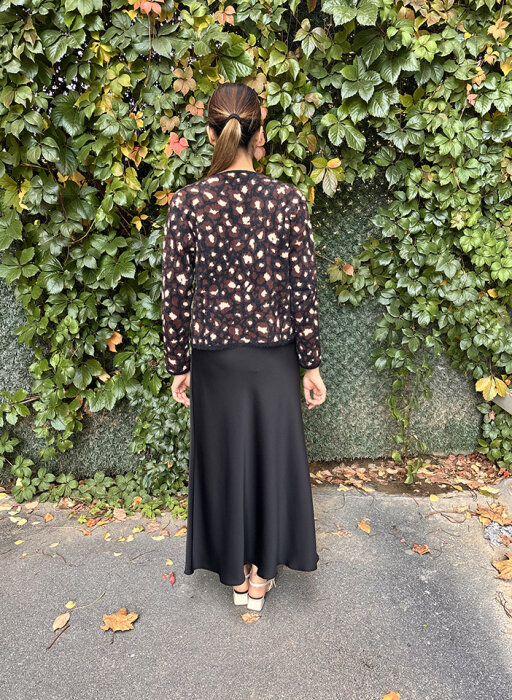 Noi Triko Çift Renkli Leopar Kısa Hırka KAHVERENGİ - 4