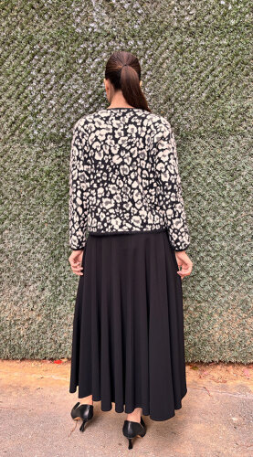 Noi Triko Çift Renkli Leopar Kısa Hırka SİYAH - 3