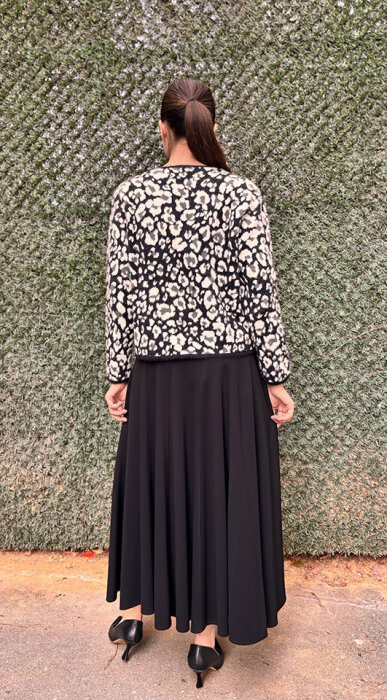 Noi Triko Çift Renkli Leopar Kısa Hırka SİYAH - 3