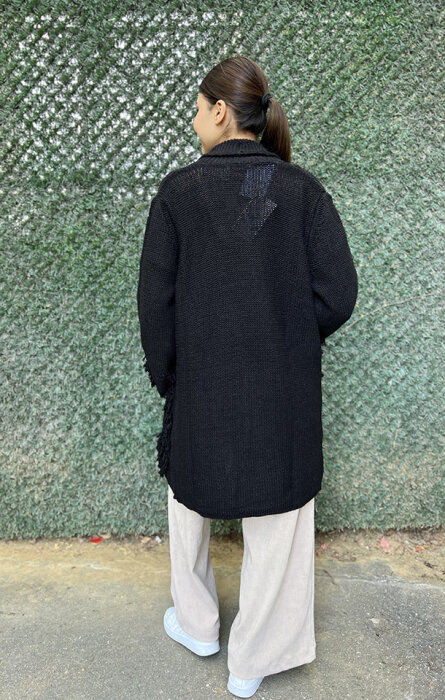 Noi Triko Püsküllü Hırka SİYAH - 6