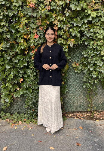 Noi Triko Yuvarlak Yaka Metal Düğmeli Uzun Hırka SİYAH - 2