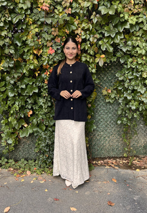 Noi Triko Yuvarlak Yaka Metal Düğmeli Uzun Hırka SİYAH - 2