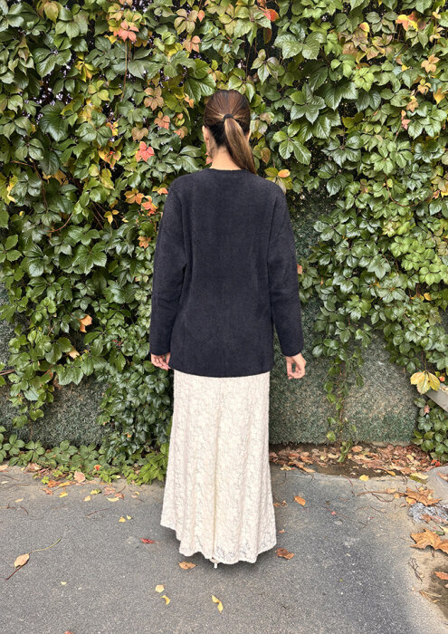 Noi Triko Yuvarlak Yaka Metal Düğmeli Uzun Hırka SİYAH - 4