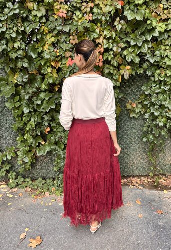 Noi Tül Kraşlı Etek BORDO - 3