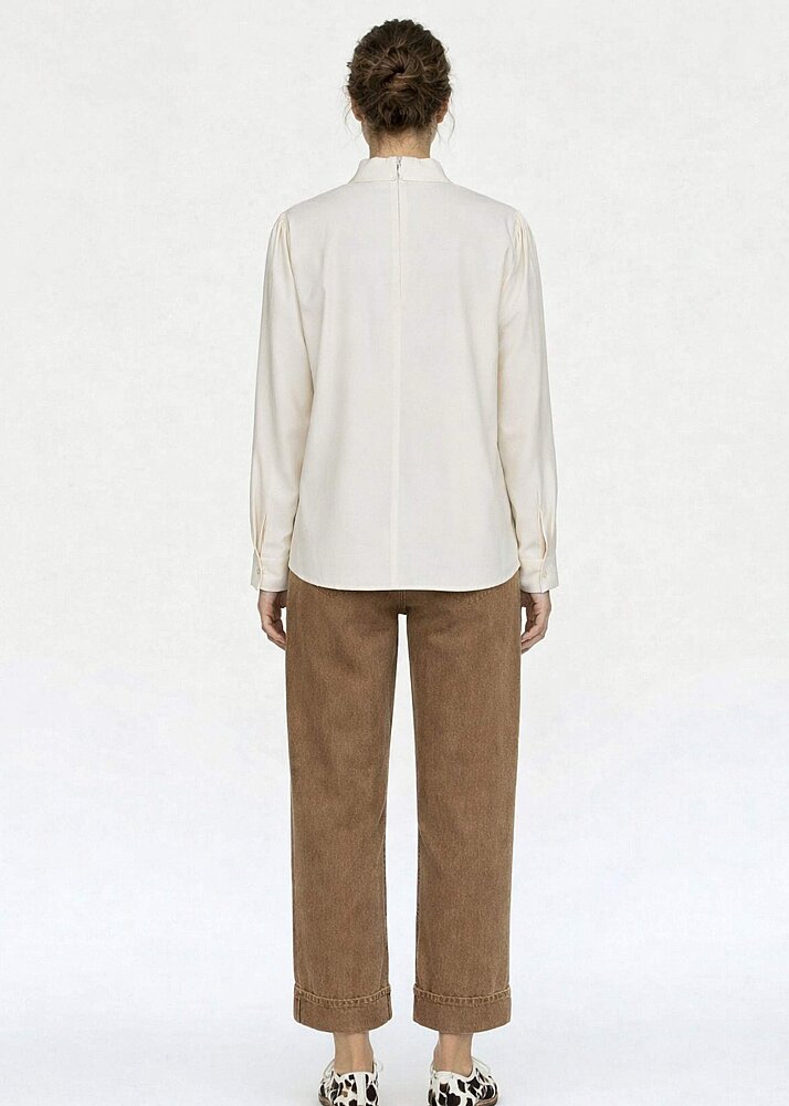 Noi Viscon Dik Yaka Arkadan Fermuarlı Bluz KREM - 2