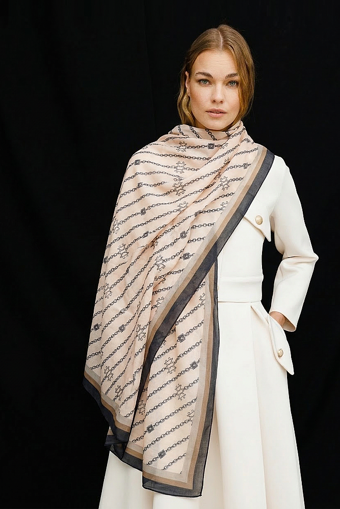 Noİ Viscon Noi Verev Zincir Logolu Şal KREM KREM