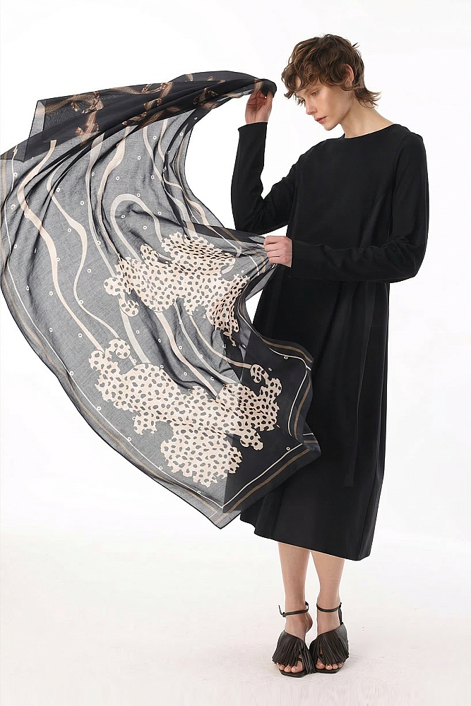 Noİ Viscon Western Puantiye Desenli Şal BEJ 