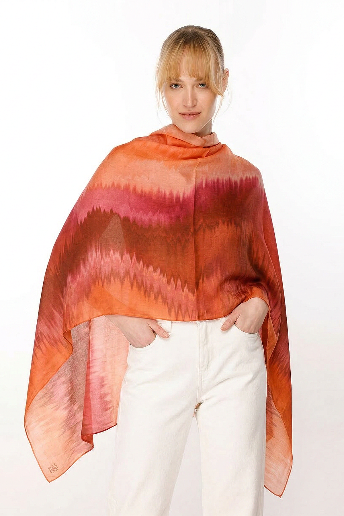 Noİ Viscon Zikzak Degrade Batikli Şal MERCAN - 1