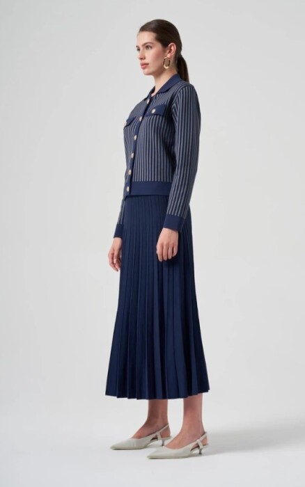 Nuss Çizgili Polo Yaka Takım LACİVERT - 2