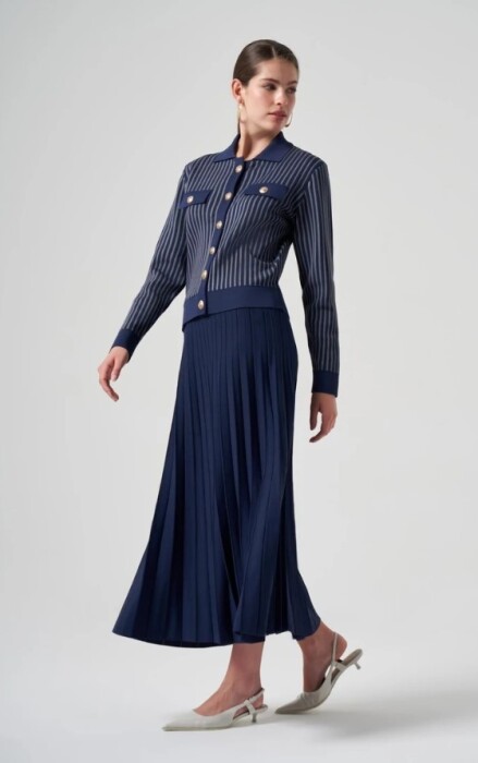 Nuss Çizgili Polo Yaka Takım LACİVERT - 4