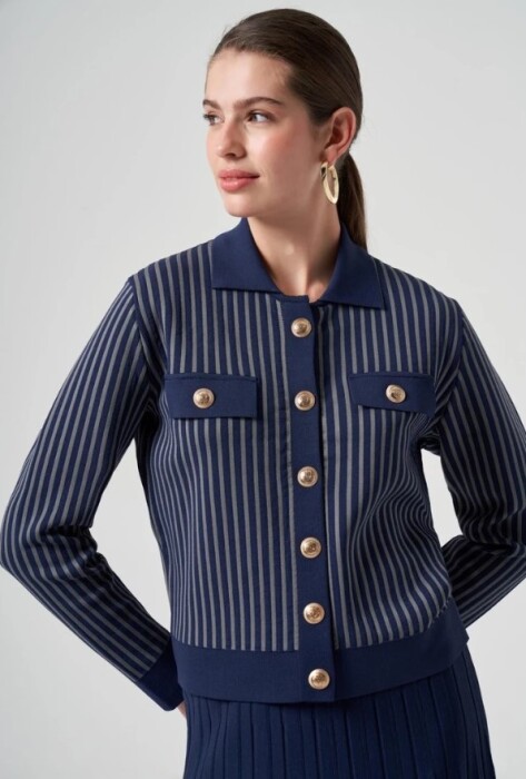 Nuss Çizgili Polo Yaka Takım LACİVERT - 5