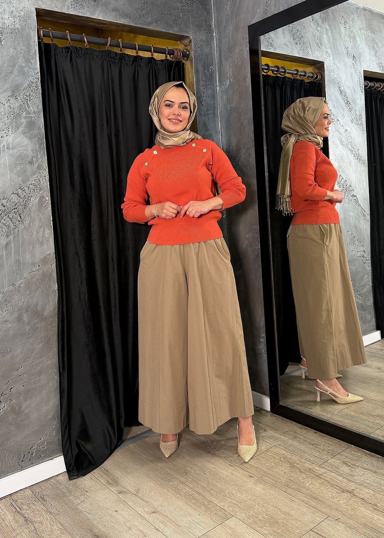 Nuss Düğme Detaylı Balıkçı Yaka Triko Tunik KİREMİT - 2