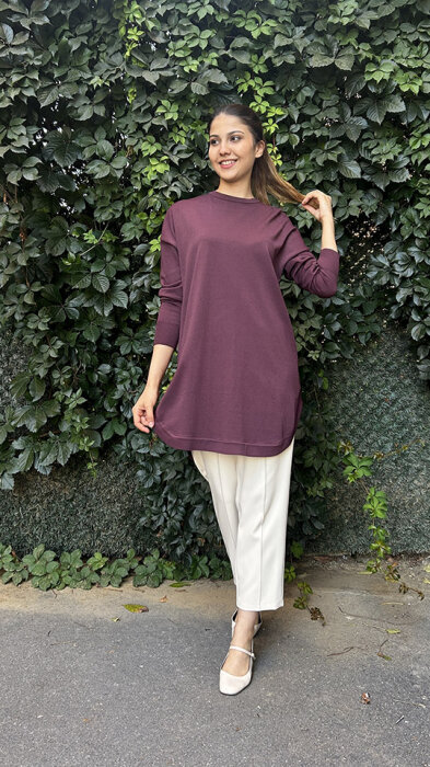 Nuss Etek Ucu Oval Basic Tunik BORDO - 2