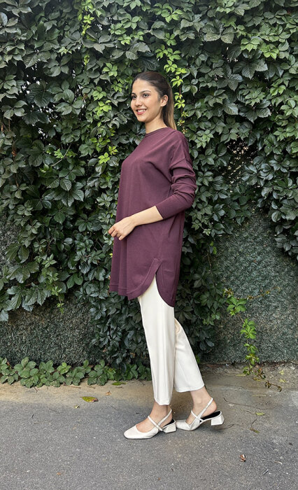 Nuss Etek Ucu Oval Basic Tunik BORDO - 3