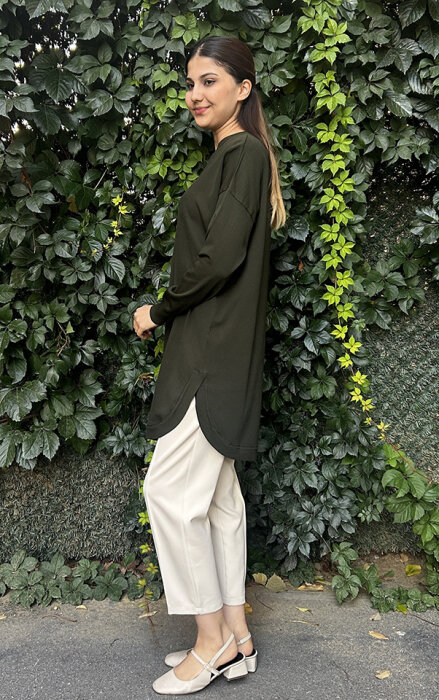 Nuss Etek Ucu Oval Basic Tunik HAKİ - 3