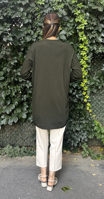 Nuss Etek Ucu Oval Basic Tunik HAKİ - 4