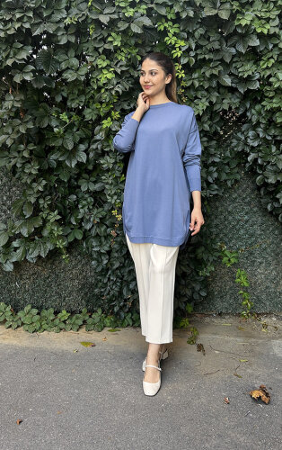 Nuss Etek Ucu Oval Basic Tunik İNDİGO - 1