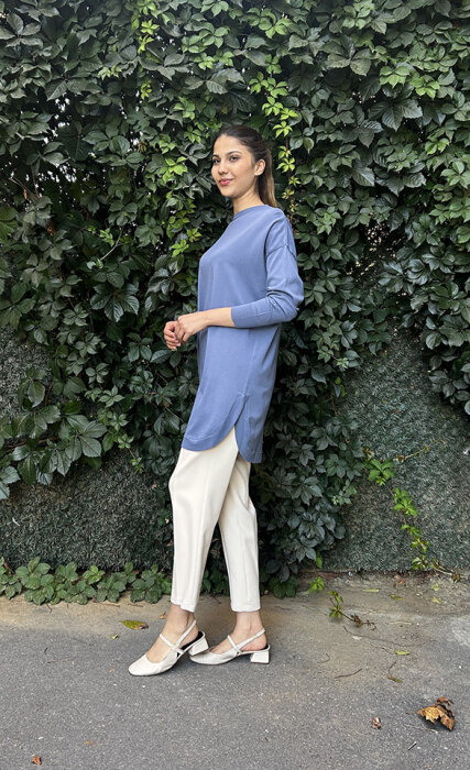 Nuss Etek Ucu Oval Basic Tunik İNDİGO - 3