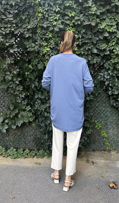 Nuss Etek Ucu Oval Basic Tunik İNDİGO - 4