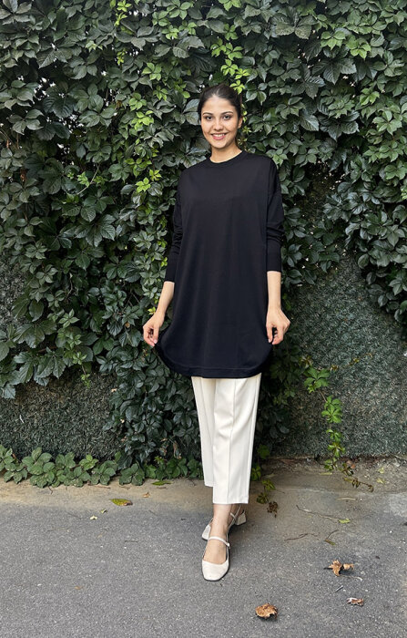 Nuss Etek Ucu Oval Basic Tunik SİYAH - 1