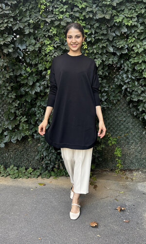 Nuss Etek Ucu Oval Basic Tunik SİYAH - 2