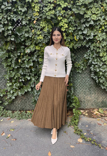 Nuss Fitilli Simli Kısa Hırka EKRU - NUSS