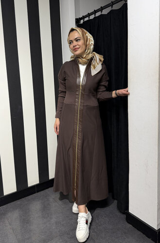 Nuss Kolları Triko Belden Oturtmalı Kap KAHVE - 3