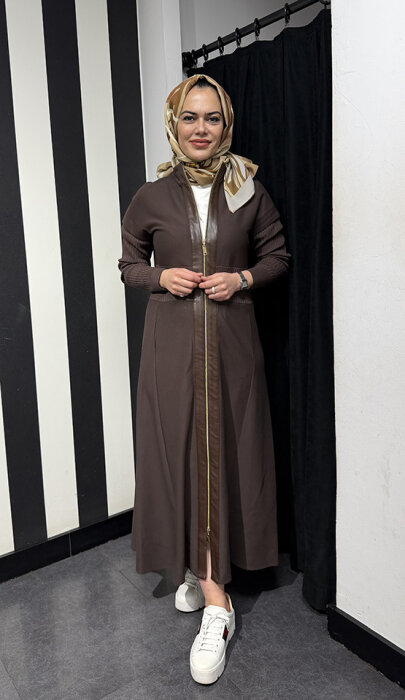 Nuss Kolları Triko Belden Oturtmalı Kap KAHVE - 2