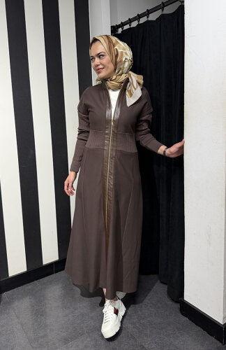 Nuss Kolları Triko Belden Oturtmalı Kap KAHVE - 4