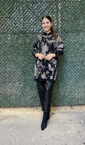 Nuss Leopar Desenli Hırka SİYAH - 2