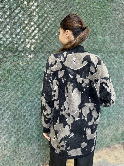 Nuss Leopar Desenli Hırka SİYAH - 4