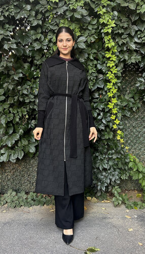 Nuss Omuzu ve Beli Merserize Pardesü SİYAH - NUSS