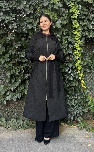 Nuss Omuzu ve Beli Merserize Pardesü SİYAH - 2