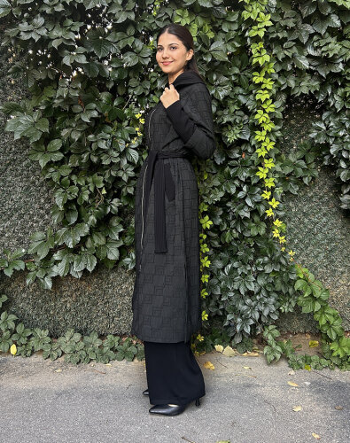 Nuss Omuzu ve Beli Merserize Pardesü SİYAH - 3