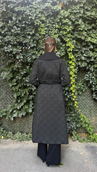 Nuss Omuzu ve Beli Merserize Pardesü SİYAH - 4