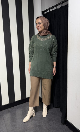 Nuss Önü Boncuklu Kazak HAKİ - 2