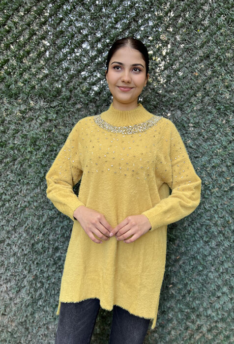 Nuss Önü Boncuklu Kazak HARDAL - 4