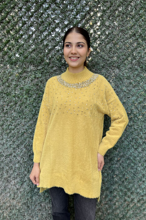 Nuss Önü Boncuklu Kazak HARDAL - 5