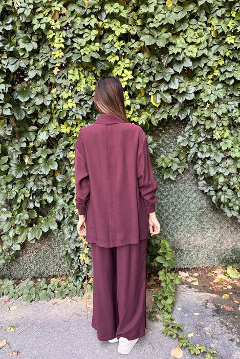 Nuss Önü Çıtçıtlı ve Cepli Pantolonlu Takım MÜRDÜM - 3