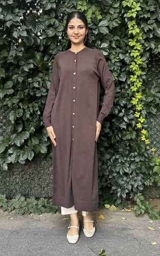 Nuss Önü Düğmeli Uzun Hırka KAHVE - NUSS