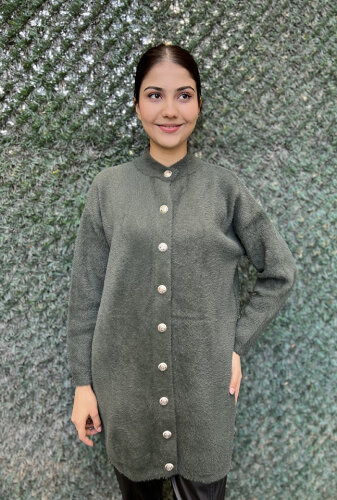 Nuss Önü Düğmeli Yumoş Hırka HAKİ - 2