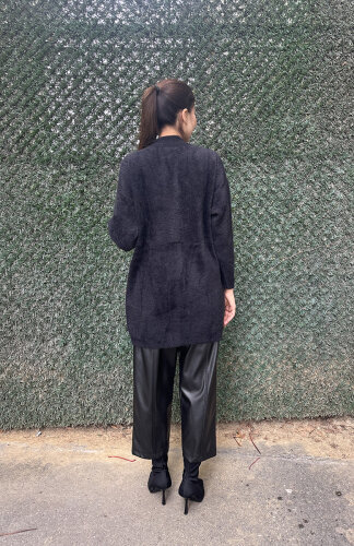 Nuss Önü Düğmeli Yumoş Hırka SİYAH - 3