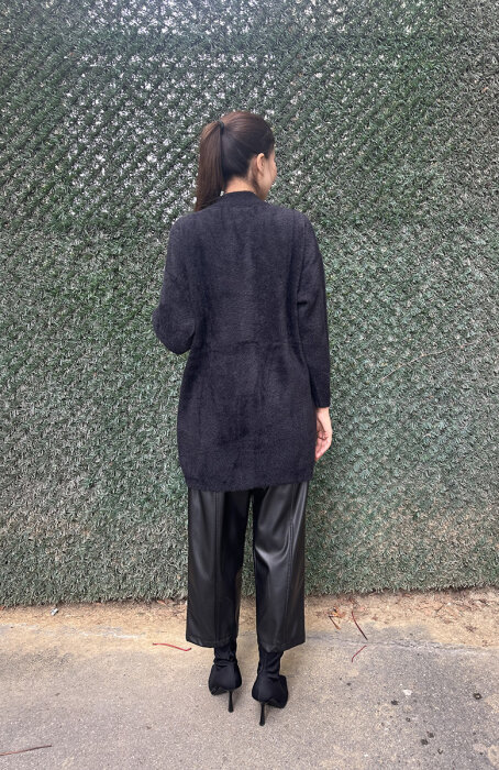 Nuss Önü Düğmeli Yumoş Hırka SİYAH - 3