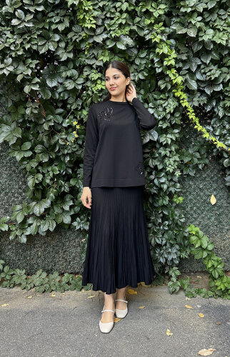 Nuss Önü İşlemeli Etekli Takım SİYAH - NUSS