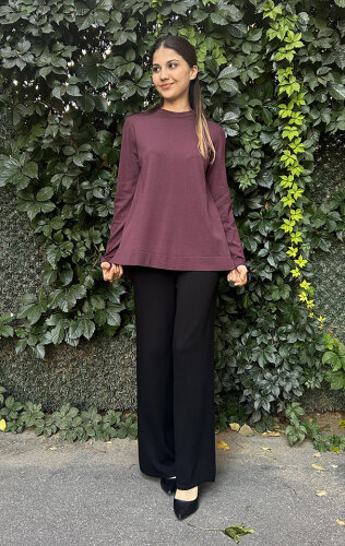 Nuss Önü Kısa Arkası Uzun Tunik BORDO - 2